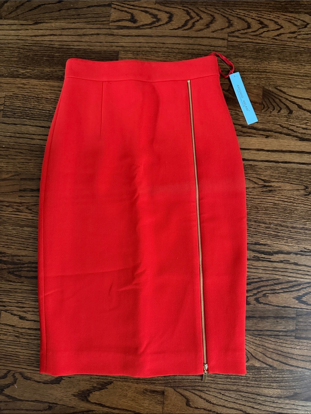 NWT Antonio Melani Red Zip-Accent Pencil Skirt